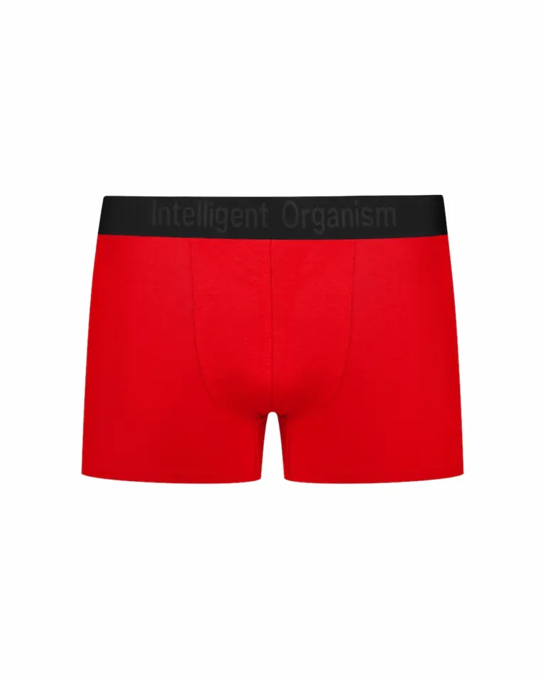 Чоловічі червоні боксери з бавовни - вид спереду - Intelligent Organism