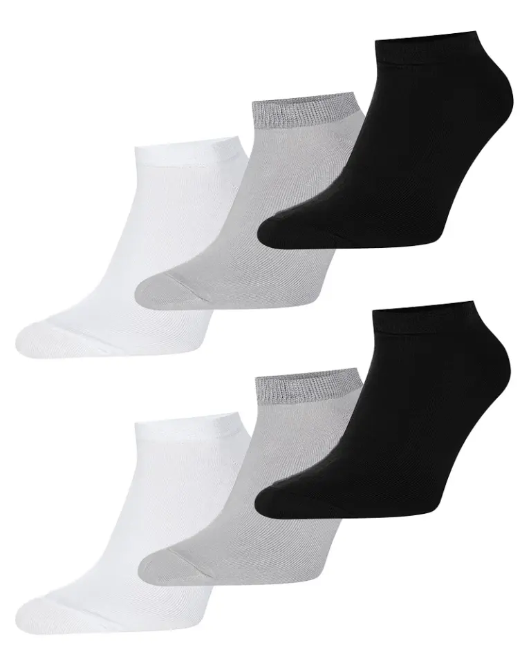 Набір з 2 пар білих, 2 пар світло-сірих, 2 пар чорних коротких шкарпеток Intelligent Organism