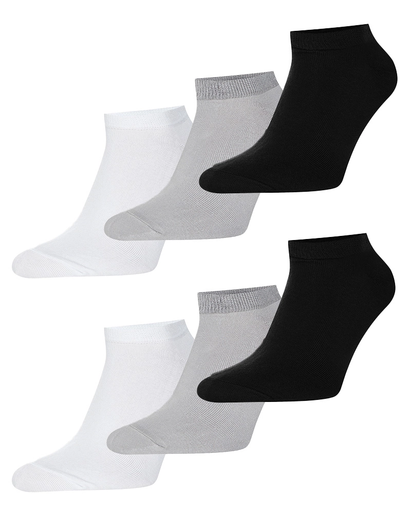 Набір з 2 пар білих, 2 пар світло-сірих, 2 пар чорних коротких шкарпеток Intelligent Organism