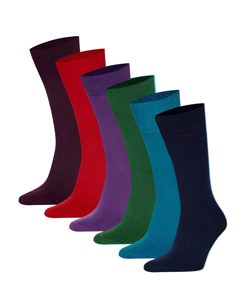 Шкарпетки Club Style — набір з 6 пар у кольорах темно-зелений, темно-фіолетовий, бірюзовий, темн-синій, червоний та чорний