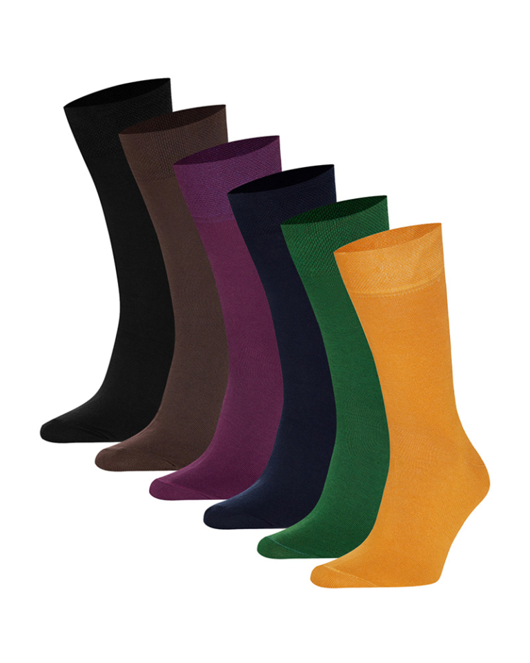 Шкарпетки Casual Style — набір з 6 пар у кольорах охра, темно-зелений, темно-синій, сливовий, коричневий та чорний