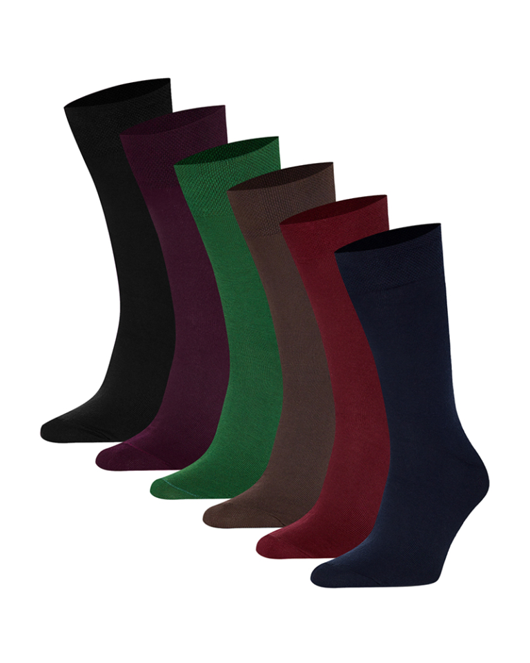 Шкарпетки Office Style — набір з 6 пар у кольорах чорний, бордовий, темно-зелений, коричневий, вишневий, темно-синій