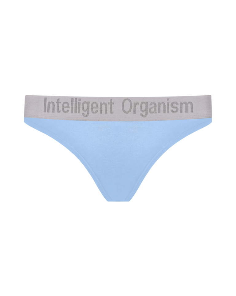 Жіночі блакитні стрінги з бавовни Intelligent Organism, вигляд спереду