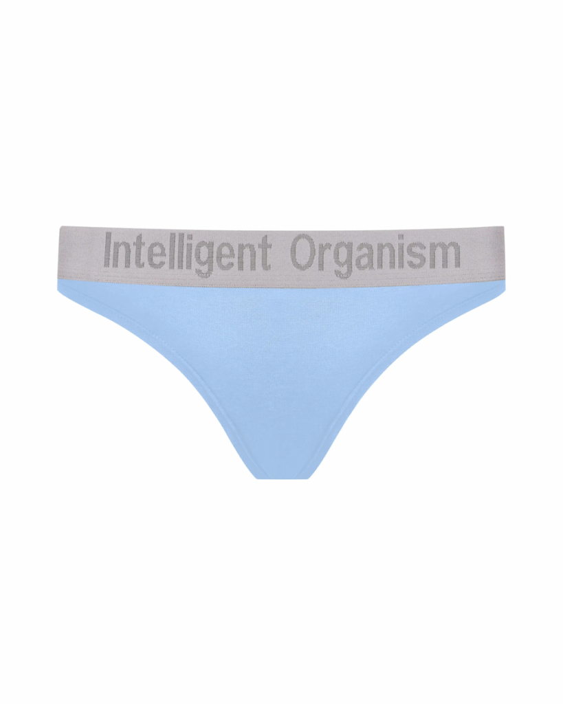 Жіночі блакитні стрінги з бавовни Intelligent Organism, вигляд спереду