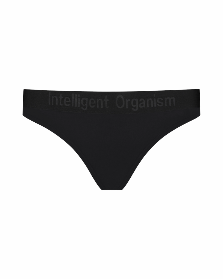 Жіночі чорні стрінги з бавовни Intelligent Organism, вигляд спереду