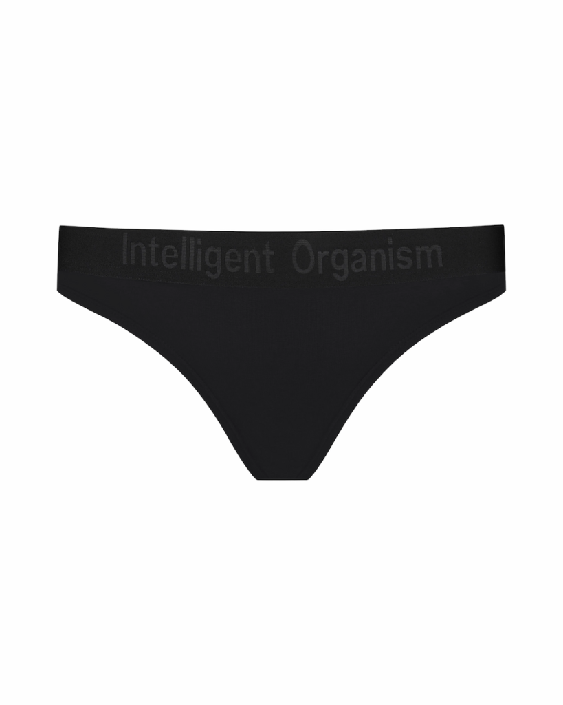 Жіночі чорні стрінги з бавовни Intelligent Organism, вигляд спереду