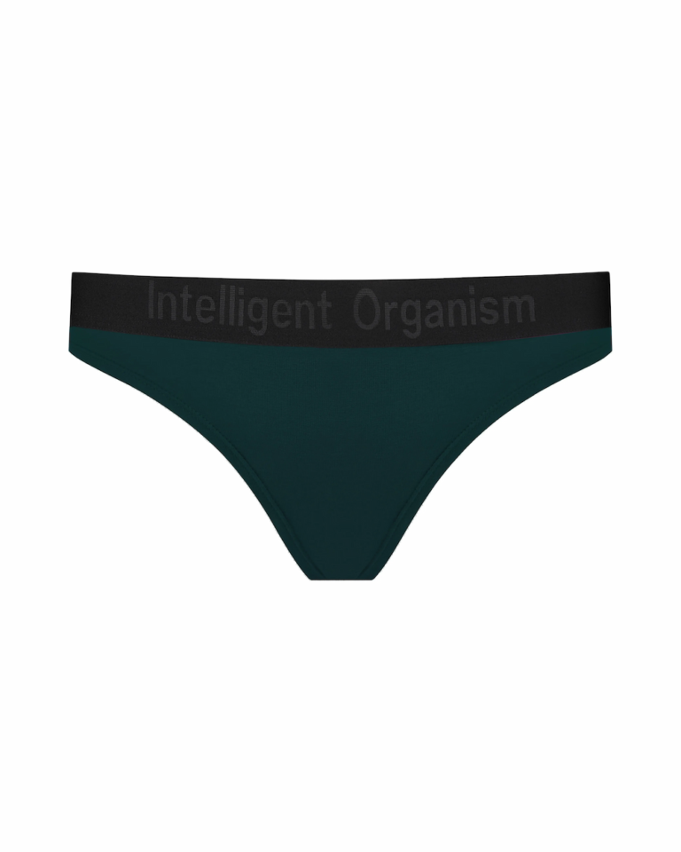 Жіночі темно-зелені стрінги з бавовни Intelligent Organism, вигляд спереду